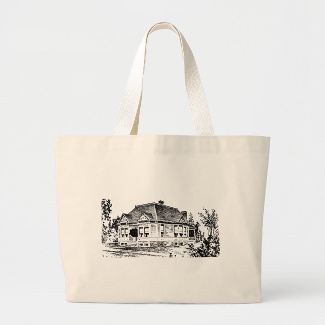 Vintage Victorian House Illustration Tote (Front)