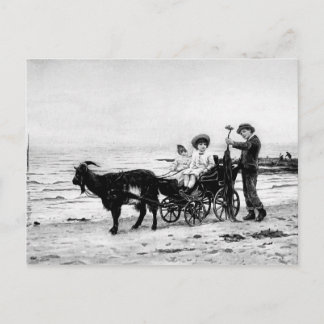 Vintage Victorian Kids Animals Sea Watercolor Postcard