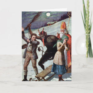 Vintage Victorian Krampus Christmas Card