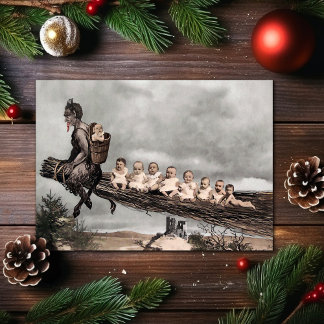 Vintage Victorian Krampus Christmas Card