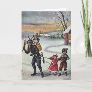 Vintage Victorian Krampus Christmas Card