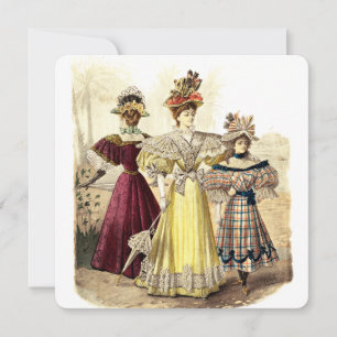 Vintage Victorian Ladies in Dresses with Parasols