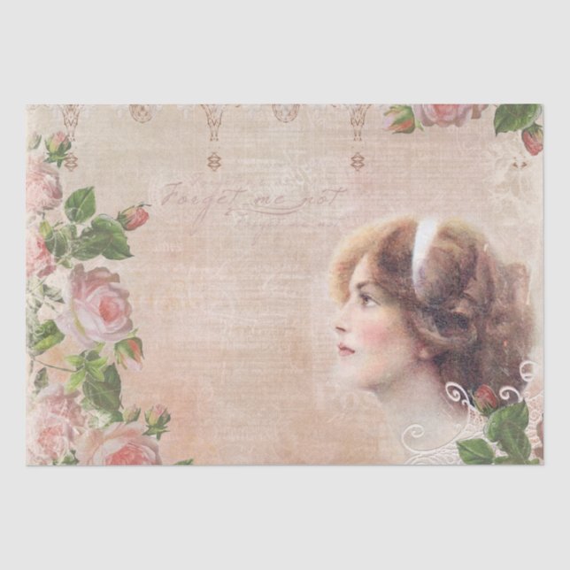 Vintage Victorian Lady Decoupage Tissue Paper (Front)