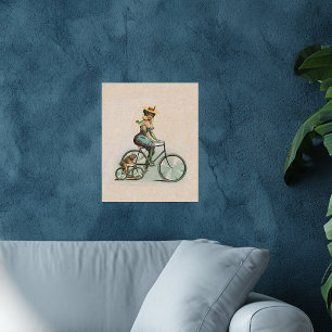 Vintage Victorian Lady Dog Bicycle Poster