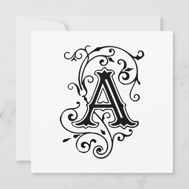 Vintage Victorian Letter A Antique Monogram Invitation (Front)