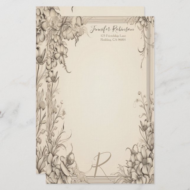 Vintage Victorian Look Stationery (Front/Back)
