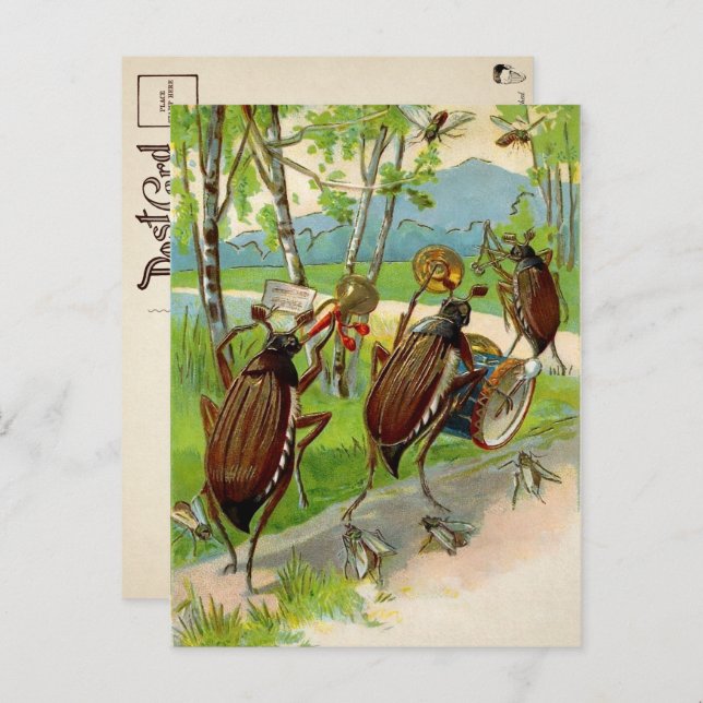 Vintage Victorian Marching Bugs Postcard (Front/Back)