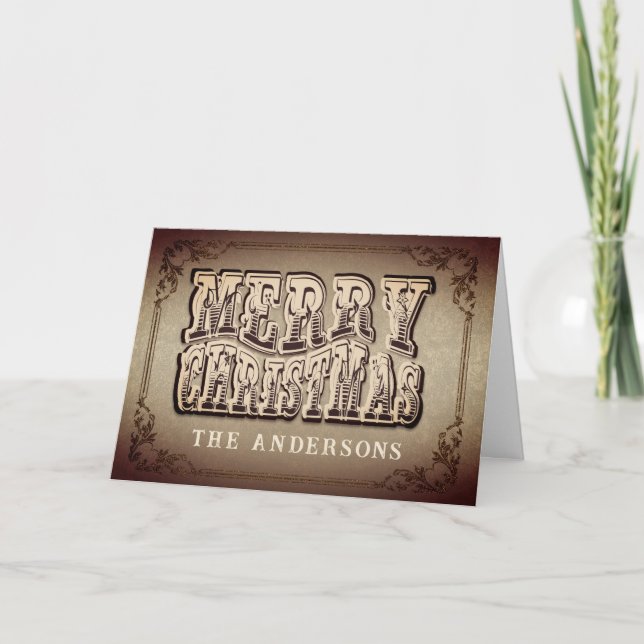 Vintage Victorian Merry Christmas Holiday Card (Front)