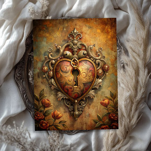 Vintage Victorian metal key lock ornate floral Tissue Paper