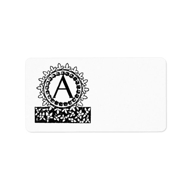 Vintage Victorian Monogram Letter A Label (Front)