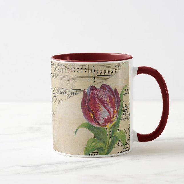 Vintage Victorian Music Romance Tulips Mug (Right)