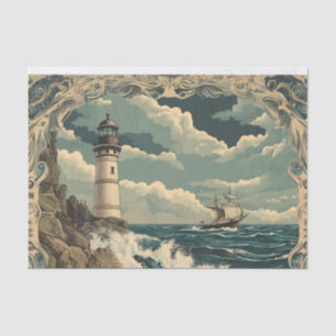 Vintage Victorian Nautical Lighthouse Decoupage Tissue Paper