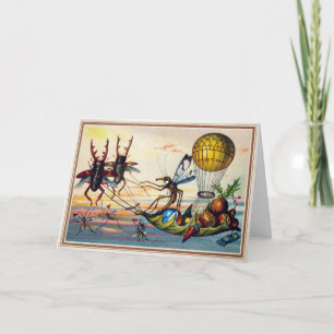 Vintage Victorian Odd Bugs Holiday Card