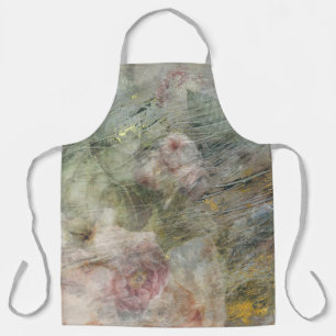 Vintage Victorian Oil Canvas Pink Purple Floral Apron