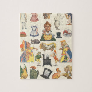 Vintage Victorian Paper Doll Toy, Alice Wonderland Jigsaw Puzzle