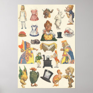 Vintage Victorian Paper Doll Toy, Alice Wonderland Poster