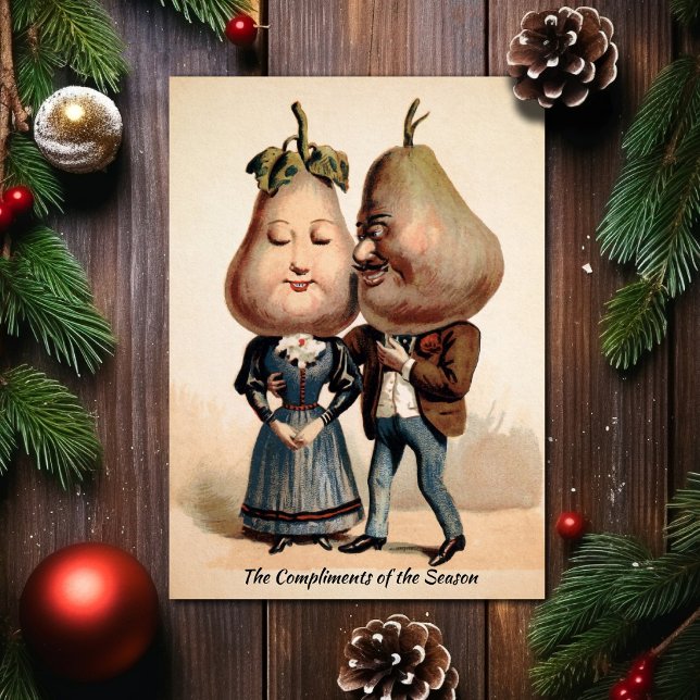 Vintage Victorian Pear Head Couple Christmas Card (Creator Uploaded)