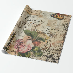 Vintage Victorian Perfume Decoupage Wrapping Paper