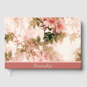 Vintage Victorian Pink Floral Elegant Chic Pattern Guest Book