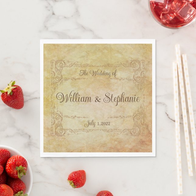 Vintage Victorian Romantic Fairytale Wedding Napkin (Insitu)