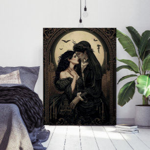 Vintage Victorian Romantic Moonlit Art Poster