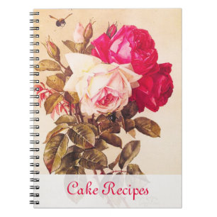 Vintage Victorian Romantic Red and Pink Roses Spiral Notebook