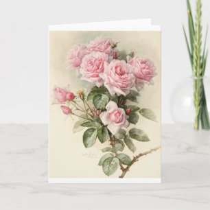 Vintage Victorian Romantic Roses Card
