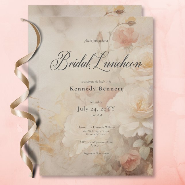 Vintage Victorian Rose Garden Bridal Luncheon Invitation (Vintage Victorian Rose Garden Bridal Luncheon Invitation)