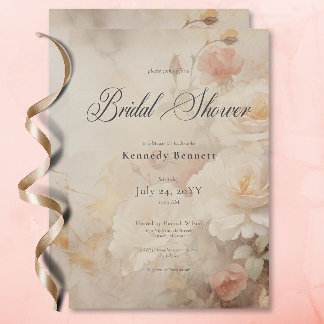 Vintage Victorian Rose Garden Bridal Shower Invitation (Vintage Victorian Rose Garden Bridal Shower Invitation)