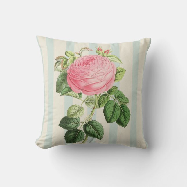 Vintage Victorian Rose Throw Pillow (Front)