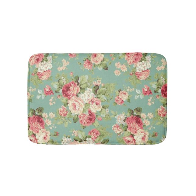 Vintage Victorian Roses Bathroom Mat (Front)