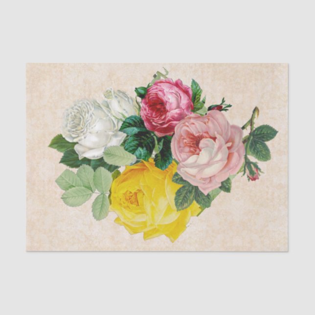 Vintage Victorian Roses Decoupage  Tissue Paper (Front)