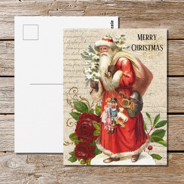 Vintage Victorian Santa Claus Antique Decoupage  Postcard (Creator Uploaded)