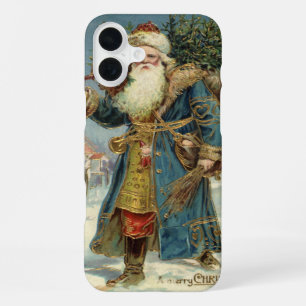 Vintage Victorian Santa Claus with Christmas Tree iPhone 16 Plus Case