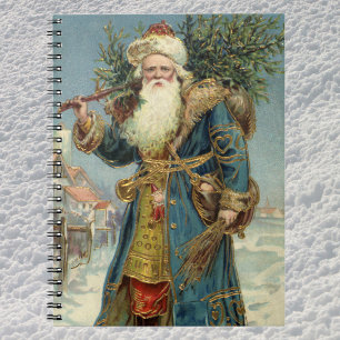 Vintage Victorian Santa Claus with Christmas Tree Spiral Notebook