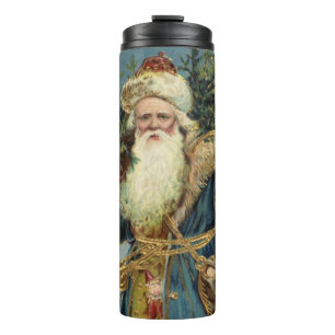 Vintage Victorian Santa Claus with Christmas Tree Thermal Tumbler
