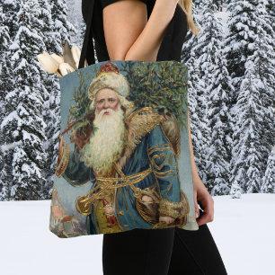 Vintage Victorian Santa Claus with Christmas Tree Tote Bag