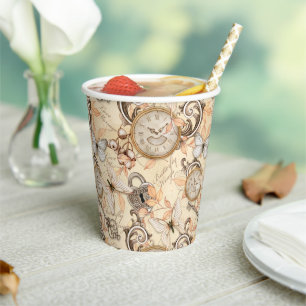 Vintage Victorian Shabby Chic Country Pattern Paper Cups