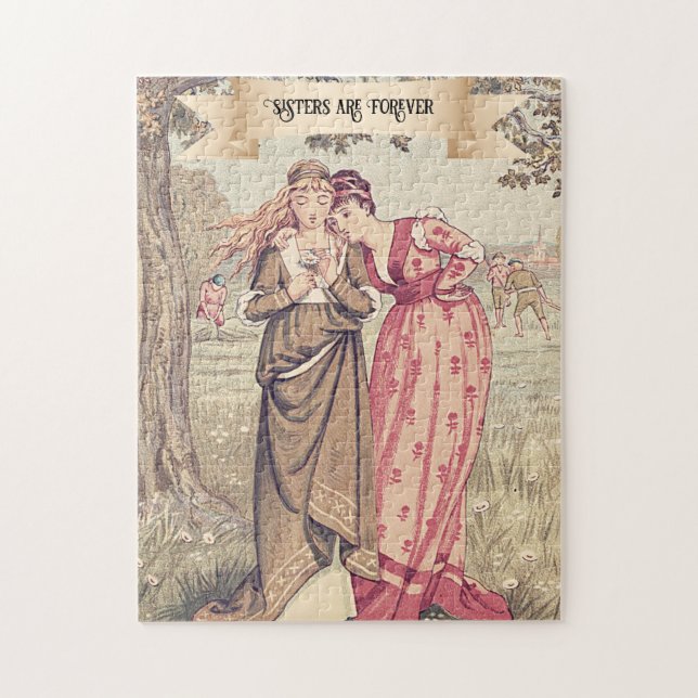 Vintage Victorian Sisters Illustration Regency Jigsaw Puzzle (Vertical)