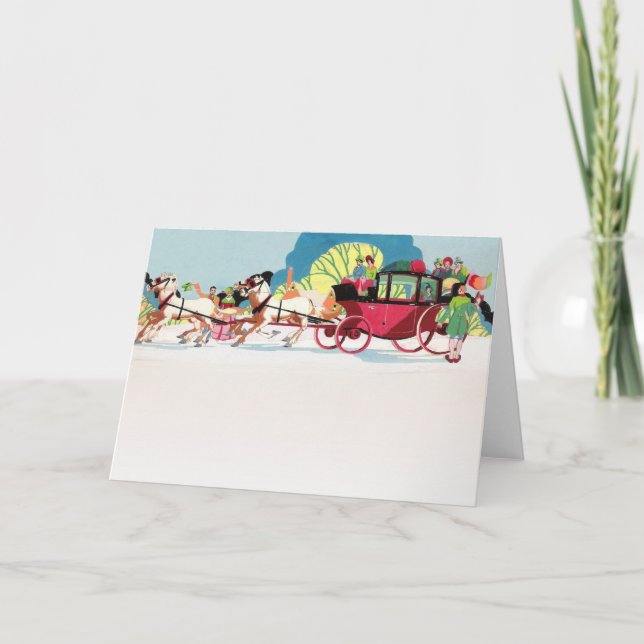 Vintage Victorian Stagecoach Christmas Party Holiday Card (Front)