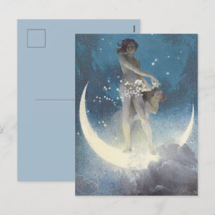 Vintage Victorian Star Scattering Angels Holiday Postcard