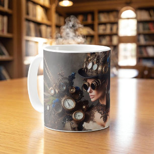 Vintage Victorian Steampunk Clockwork Time Lady Coffee Mug