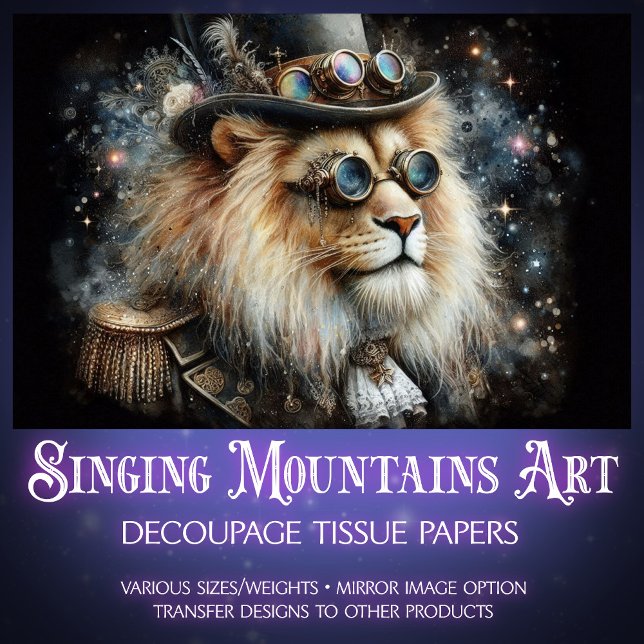 Vintage Victorian Steampunk Lion Decoupage Tissue Paper (Creator Uploaded)