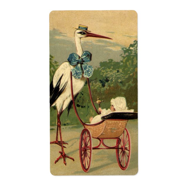 Vintage Victorian Stork and Baby Carriage (Front)