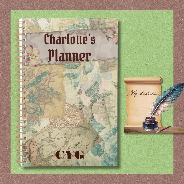 Vintage, Victorian-Style. Charming Planner (Planners are available in multiple sizes. )