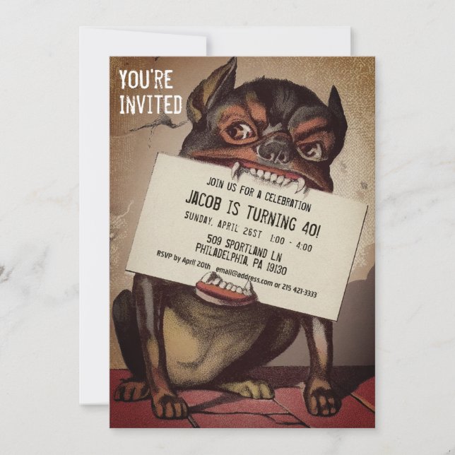 Vintage Victorian Style Dog Customisable Party Invitation (Front)