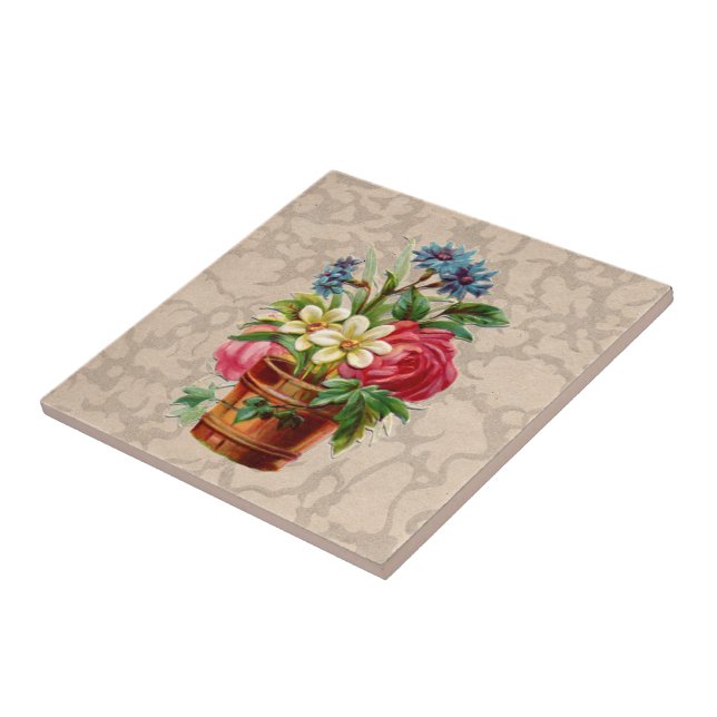 Vintage Victorian style flower display Tile (Side)