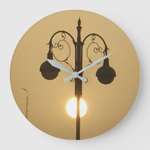 Vintage Victorian Sunset street light.png Large Clock