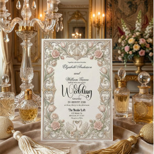 Vintage Victorian Swans Heart Garden Fairytale Invitation