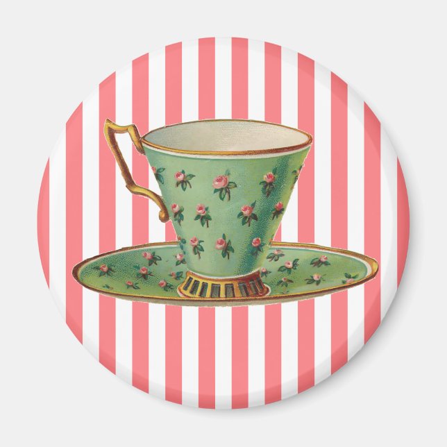 Vintage Victorian Tea Cup Magnet (Front)